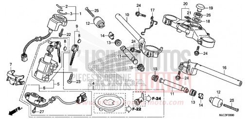 TUYAU DE GUIDON/PONT SUPERIEUR CBR600RRD de 2013
